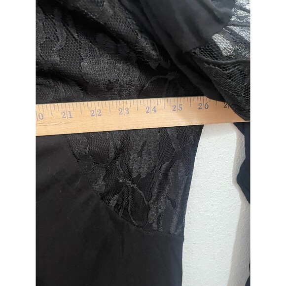 Nine West Womens Black Lace Sleeve Button Front Top Size 3X Witchy Goth Romantic - Picture 6 of 8